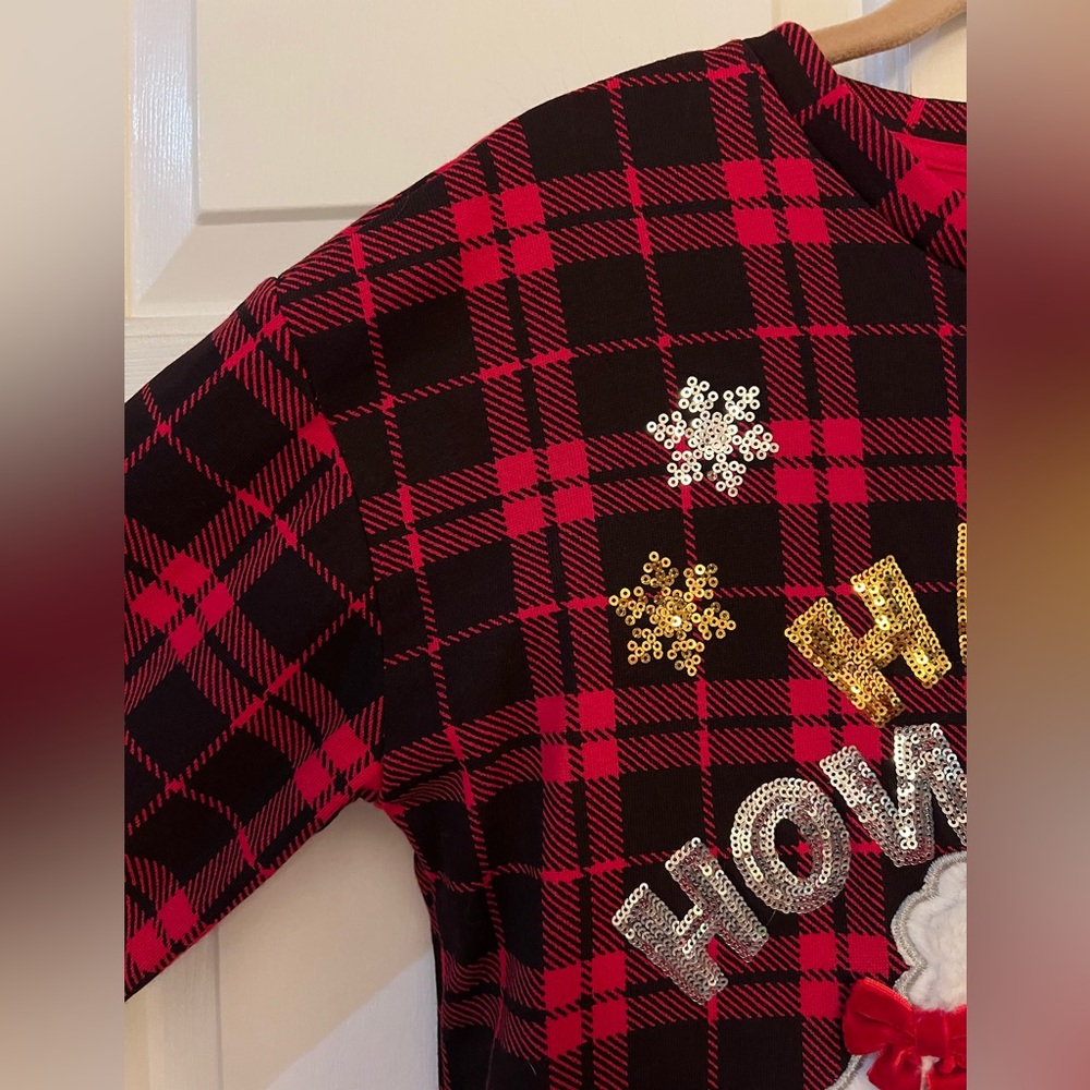 Plaid Holiday Sweatshirt with Dog Design EUC Size XL - Picture 3 of 6
